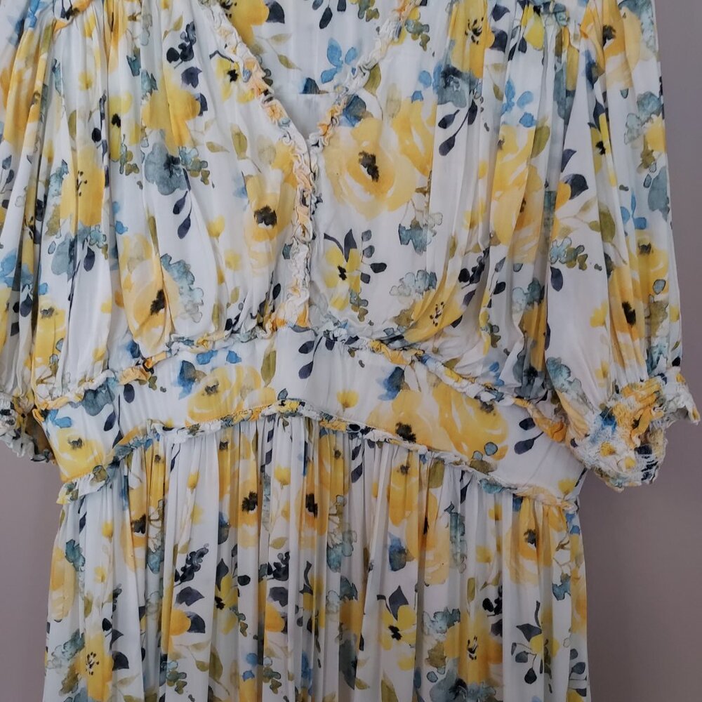 Jessakae Collection Queen’s  Croquet Yellow Floral Maxi Dress Size 3XL. NWOT - Picture 7 of 16